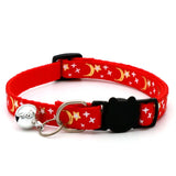 Gold Stars Moon Cat Collar with Bell