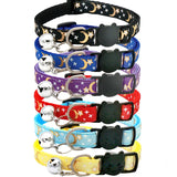 Gold Stars Moon Cat Collar with Bell