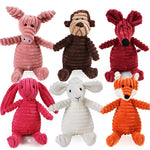 Plush Dog Molar Toy – Corduroy Monkey & Pig with Sound for Teeth Cleaning, Chewing & Play | Durable Toy for Large Dogs