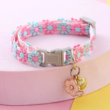 Adjustable Rainbow Flower Cat Collar with Bell
