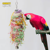 Natural Loofah Parrot Toy – Hanging Bird Swing with Bell