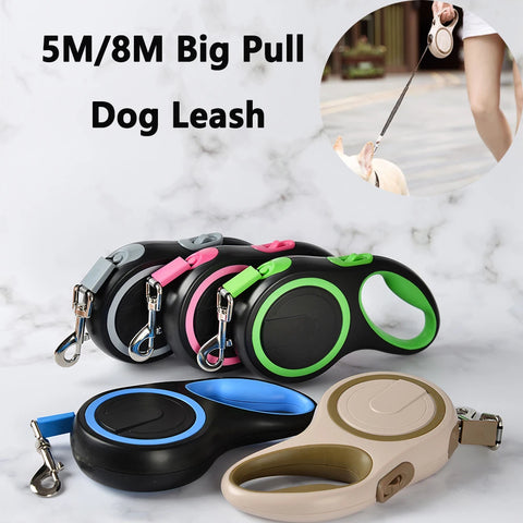 5M/8M Retractable Big Dog Leash Automatic Sturdy Nylon Rope