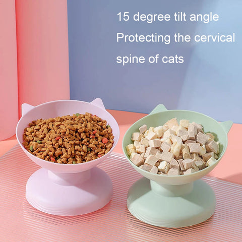 High-Footed Slanted Cat Bowl – Elevated Pet Feeding Dish