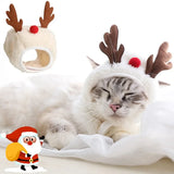 Christmas Pet Hat & Bandana Set – Santa/Elk Holiday Dress-Up for Dogs & Cats