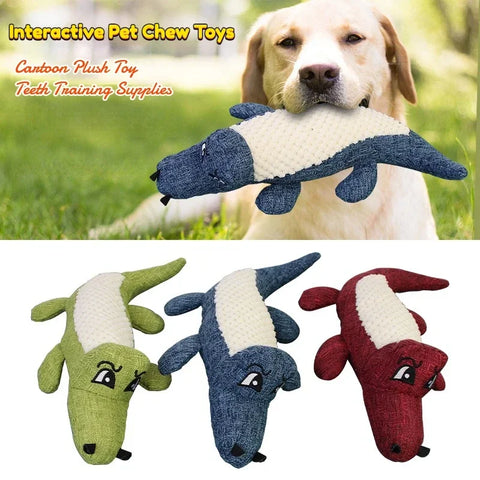 Cartoon Alligator Plush Chew Toy – Interactive Dog Sound & Teeth Trainer
