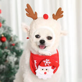 Christmas Pet Hat & Bandana Set – Santa/Elk Holiday Dress-Up for Dogs & Cats