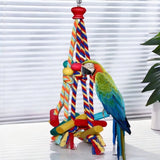 Cage Hanging Rope Bird Climbing Chewing Toys Multicolored Natural Wooden Bird Chewing Toys