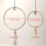 Natural Hemp Rope Bird Toy Ring with Bell Large 7.87in Small 5.31in Parrot Cage Accessory for Climbing Chewing and Decorating