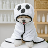 White Ghost Pet Bath Towel – Thick Quick-Dry Soft Absorbent Towel for Cats & Dogs