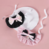 Elegant Pet Princess Outfit Set - Chic Beret, Pearl Bow & Floral Bib for Cats