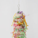 Natural Loofah Parrot Toy – Hanging Bird Swing with Bell