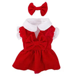 Christmas Bow Knot Dress Set for Dogs
