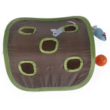 Folding Nine-Hole Cat Tunnel Toy – Plush Mouse and Bell