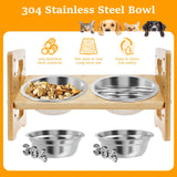 Adjustable Elevated Dog Feeder – Wooden Stand with Double Bowls