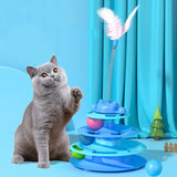 4-Layer Feather Cat Toy – Interactive Turntable with Ball