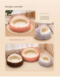2-in-1 Plush Pet Bed with Cover – Warm Round Cat & Small Dog Sleeping Cave (50CM)