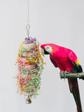 Natural Loofah Parrot Toy – Hanging Bird Swing with Bell