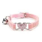 Velvet Cat Collar with Heart Charm & Bell
