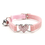 Velvet Cat Collar with Heart Charm & Bell