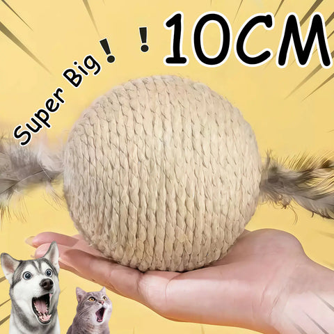 Interactive Sisal Cat Scratching Ball – 10CM Sounding Toy for Kittens | Teeth Cleaning, Anti-Bite & Fun Play