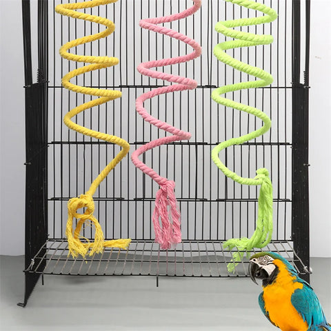 1PC Bird Toy Spiral Cotton Rope Chewing Bar Parrot for climbing and swinging