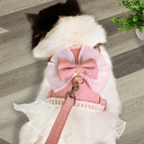 Bowknot Cat Harness & Leash Set – Cute Princess Dress for Small Pets