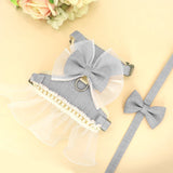 Bowknot Cat Harness & Leash Set – Cute Princess Dress for Small Pets