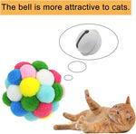 3/60pcs Cat Toy Balls with Bells – Colorful Pom Poms & Sparkle Tinsel Balls | Interactive Toys for Indoor Cats & Kittens