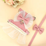 Bowknot Cat Harness & Leash Set – Cute Princess Dress for Small Pets