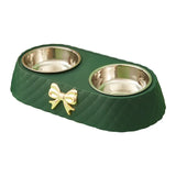 Double Bowtie Pet Bowl – Food and Water Feeder for Dogs and Cats