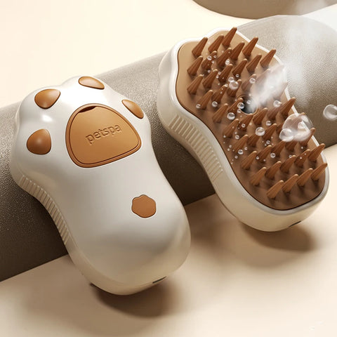 3-in-1 Electric Steam Pet Brush – Groom, Massage & Remove Loose Hair