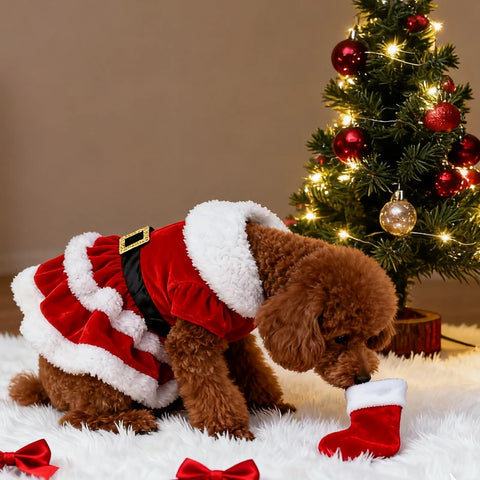 Soft Christmas Santa Dress for Small Pets