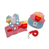 (3 styles) Overalls Pet Set – Harness, Leash & Sun Hat for Cats & Small Dogs