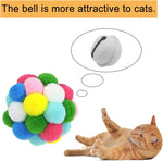 3/60pcs Cat Toy Balls with Bells – Colorful Pom Poms & Sparkle Tinsel Balls | Interactive Toys for Indoor Cats & Kittens
