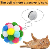 3/60pcs Cat Toy Balls with Bells – Colorful Pom Poms & Sparkle Tinsel Balls | Interactive Toys for Indoor Cats & Kittens