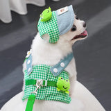 (3 styles) Overalls Pet Set – Harness, Leash & Sun Hat for Cats & Small Dogs
