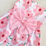 Cute Puppy Princess Floral Dress with Bow & Lace