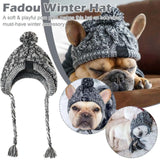 Winter Knitted Dog Hat – Windproof Fluffy Pom-Pom for Small Dogs