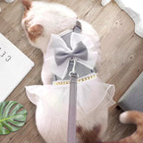 Bowknot Cat Harness & Leash Set – Cute Princess Dress for Small Pets