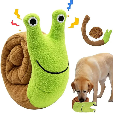 Squeaky Snail Dog Toy – Interactive Plush Puzzle Feeder