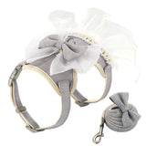 Bowknot Cat Harness & Leash Set – Cute Princess Dress for Small Pets