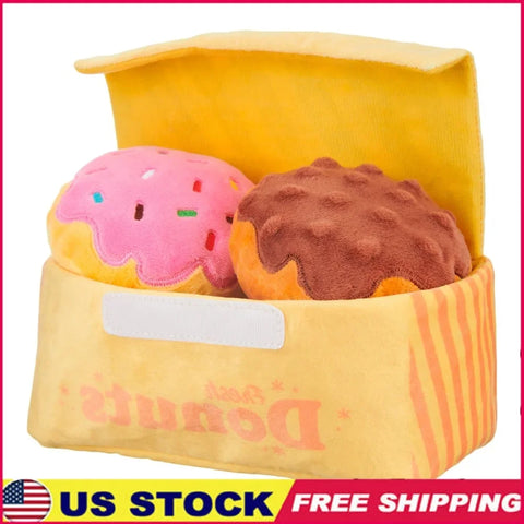 Interactive Plush Donut Dog Toy – Squeaky, Crinkle & Treat Dispenser for Fun Playtime with Dogs & Puppies