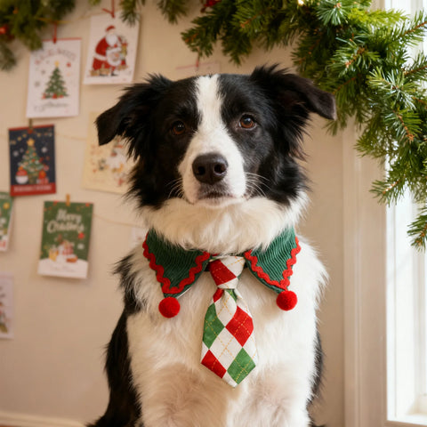 Christmas Pet Tie Collar – Festive Bow Bib for Cats & Small Dogs, Cute Holiday Party Accessory
