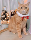 Christmas Pet Ribbon Bow Collar – Festive Handmade Cat & Dog Accessory with Bell