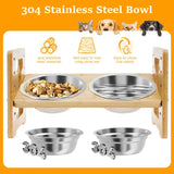 Adjustable Elevated Dog Feeder – Wooden Stand with Double Bowls