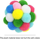 3/60pcs Cat Toy Balls with Bells – Colorful Pom Poms & Sparkle Tinsel Balls | Interactive Toys for Indoor Cats & Kittens