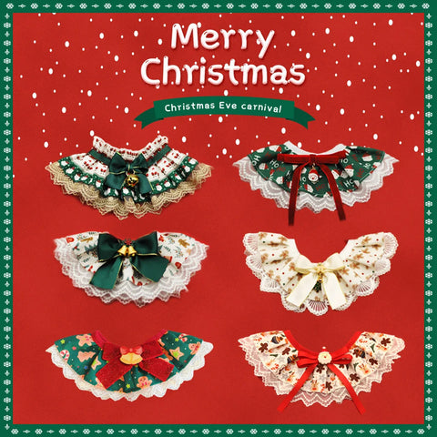 Christmas Lace Pet Collar – Adjustable Festive Scarf for Cats & Small Dogs