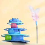 4-Layer Feather Cat Toy – Interactive Turntable with Ball