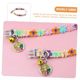Adjustable Rainbow Flower Cat Collar with Bell
