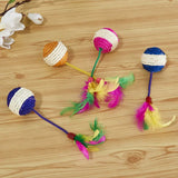 Interactive Cat Toy – Sisal Scratching Ball with Feathers | Fun Training Toy for Kittens & Cats